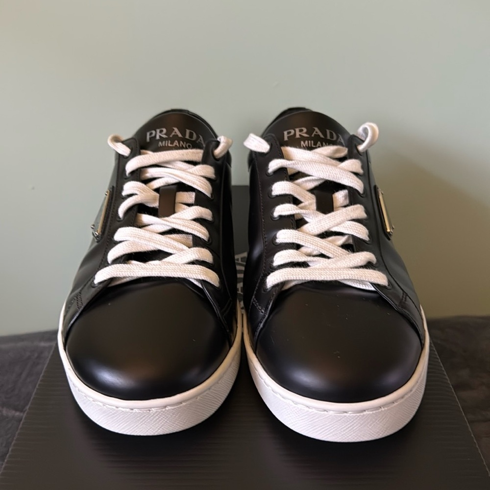 Prada Lane Triangle Logo Low Top Leather Sneaker - Picture 2 of 7